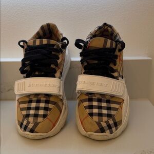 Burberry Plaid Sneakers - Black, Tan, and Red